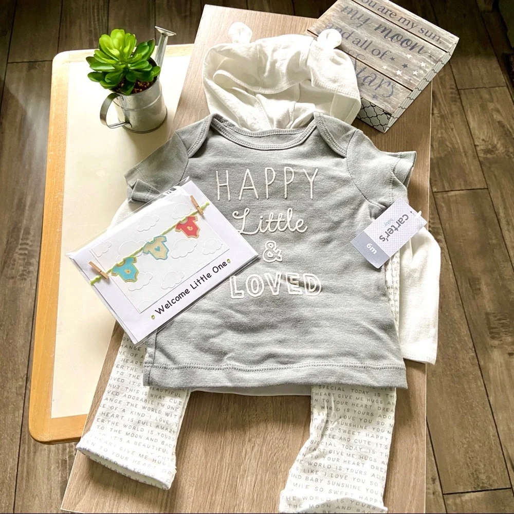 CARTERS 3 pc set with FREE Handmade card NWT❤️